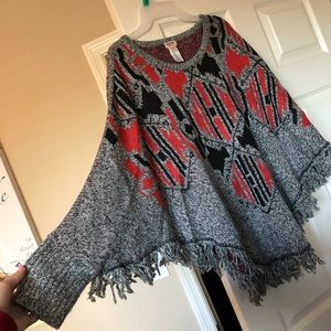 Tribal print poncho sweater